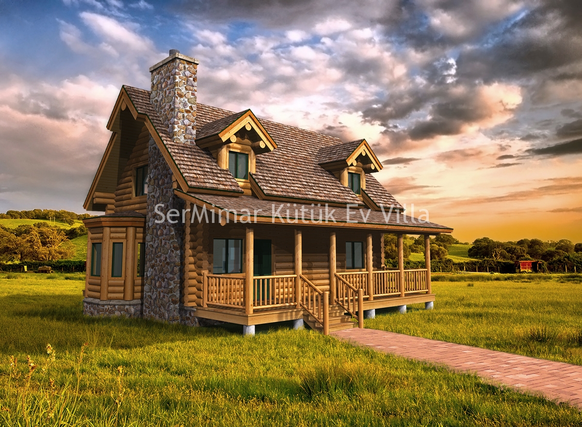 Prefabrik AHŞAP Kütük Ev Villa Metrekare Fiyatları