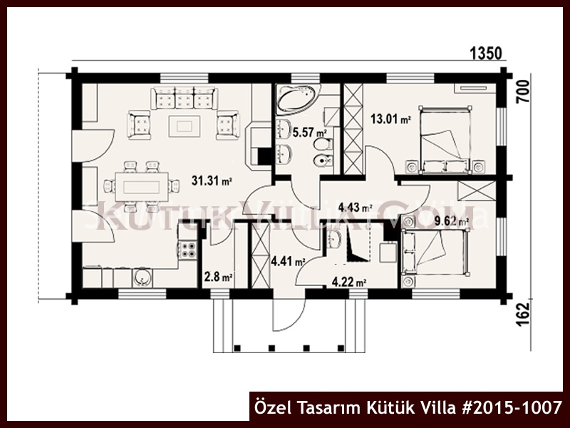 Özel Tasarım Kütük Villa #2015-1007 Kütük Ev İç/Dış Görseli 2