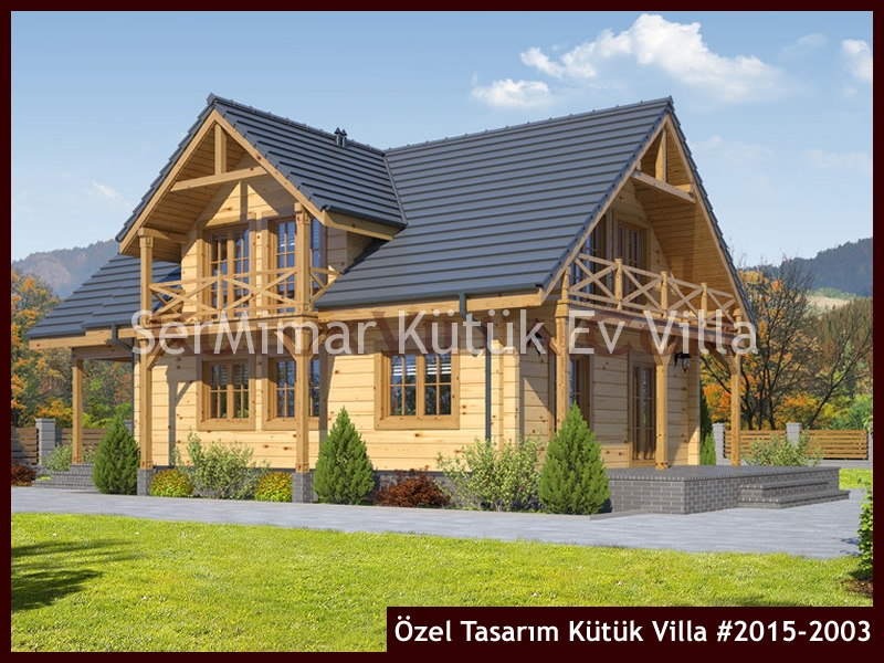 Özel Tasarım Kütük Villa #2015-2003 Ahşap Villa