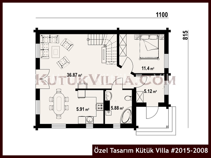 Özel Tasarım Kütük Villa #2015-2008 Kütük Ev İç/Dış Görseli 2