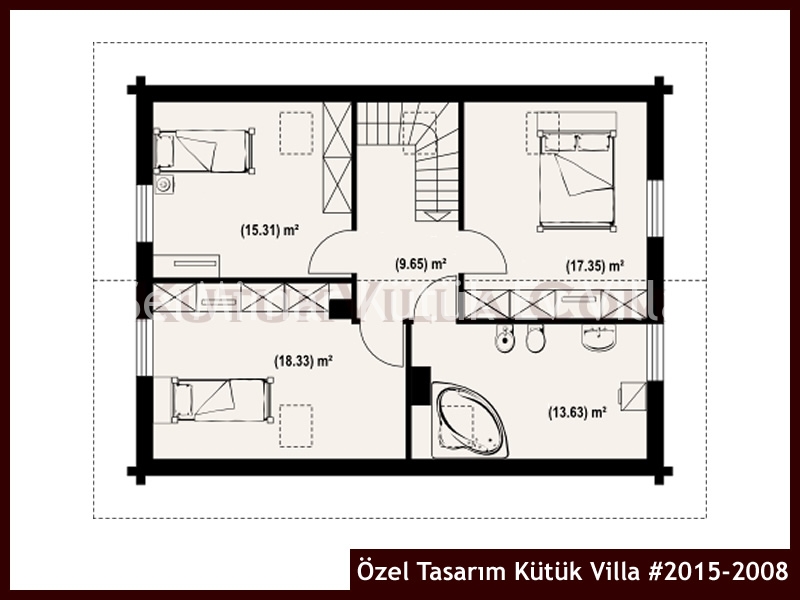 Özel Tasarım Kütük Villa #2015-2008 Kütük Ev İç/Dış Görseli 3